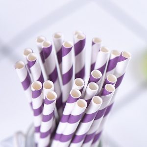 ống hút giấy sọc tím