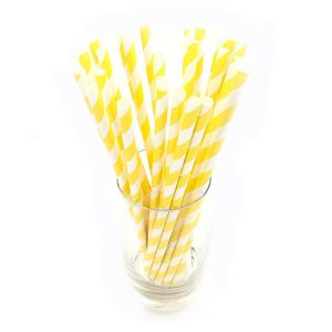 ống hút giấy sọc vàng